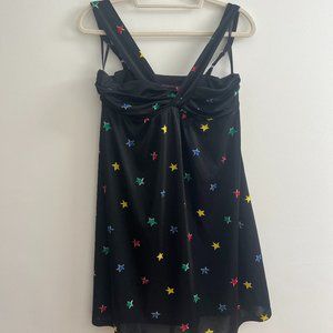 VINTAGE betsey johnson black dress with colorful stars size 8 womens